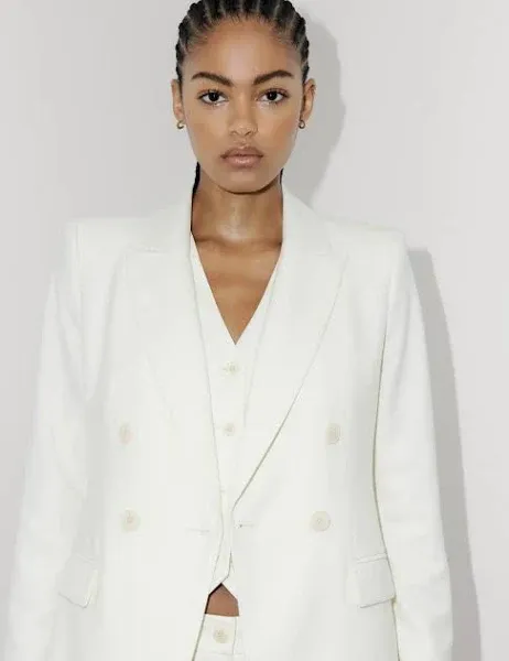 Reiss Sienna Petite White Double Breasted Suit Jacket Blazer Size 8 RRP £278