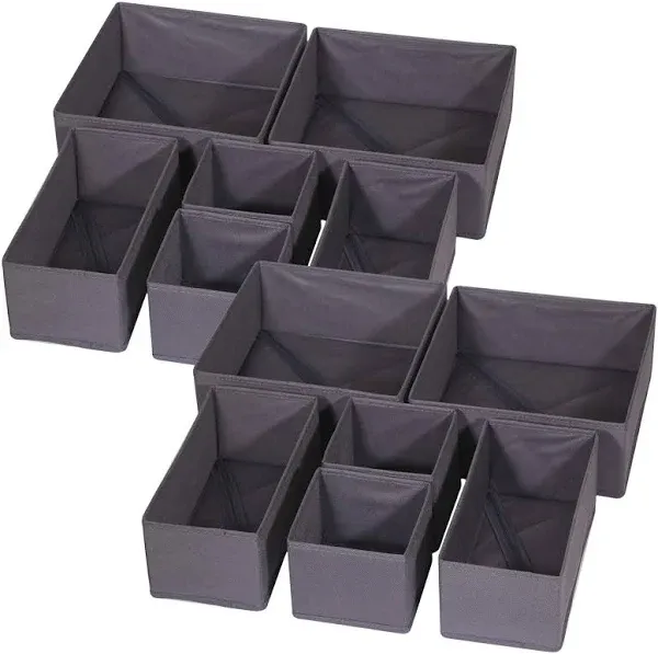 Diommell 12 Pack Foldable Cloth Storage Box Closet Dresser Drawer Organizer Fabric Baskets Bins Containers Divider for Baby Clothes Underwear Bras