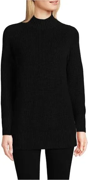 Lands' End Women's Drifter Shaker Easy Fit Mock Neck Tunic Sweater