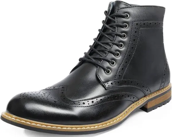 Bruno Marc Men's Classic Wingtip Zipper Ankle Boots