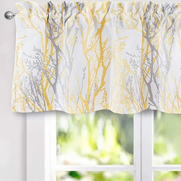 Driftaway Tree Branch Abstract Ink Printing Lined Thermal Insulated Window Curtain Valance Rod Pocket