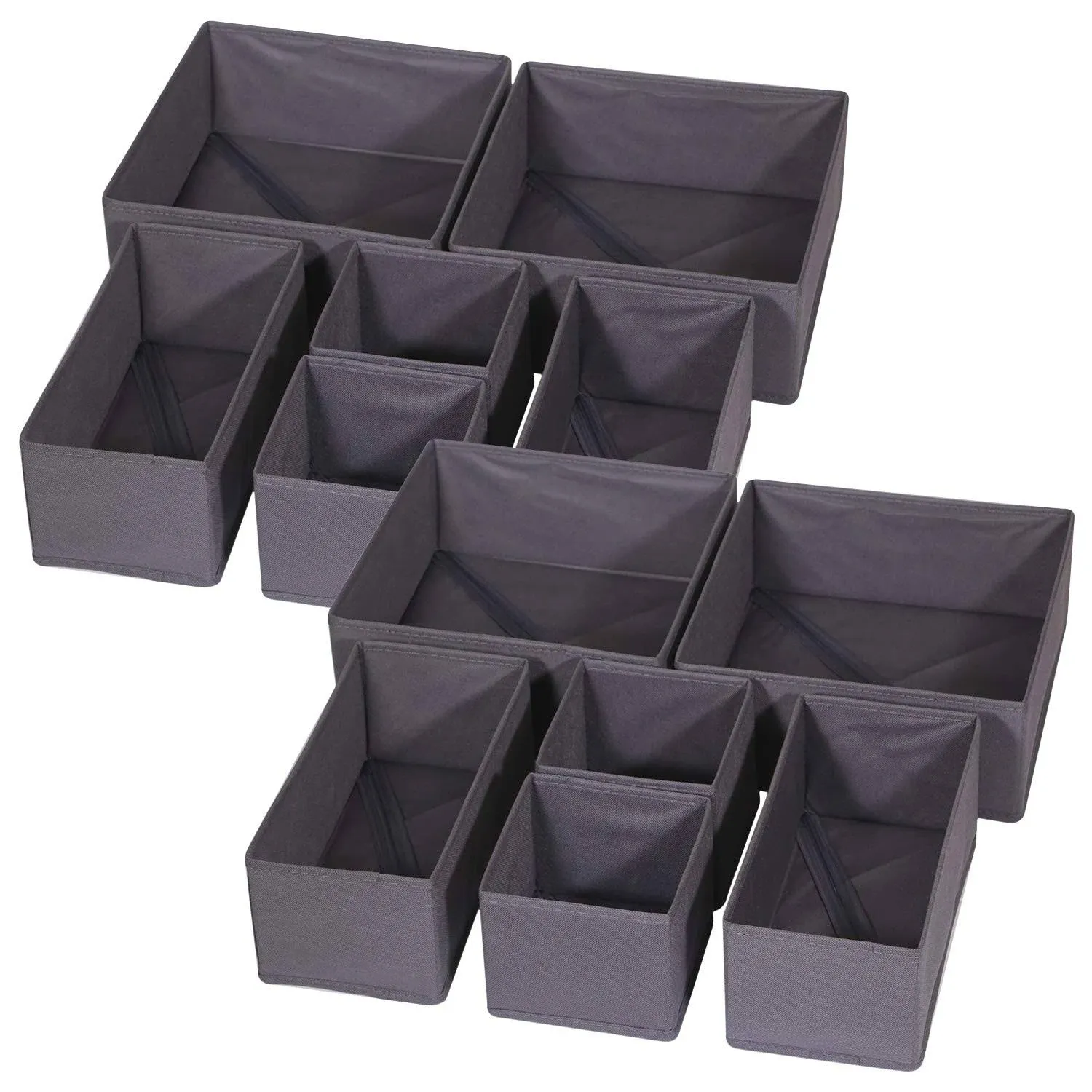 Diommell 12 Pack Foldable Cloth Storage Box Closet Dresser Drawer Organizer Fabric Baskets Bins Containers Divider for Baby Clothes Underwear Bras