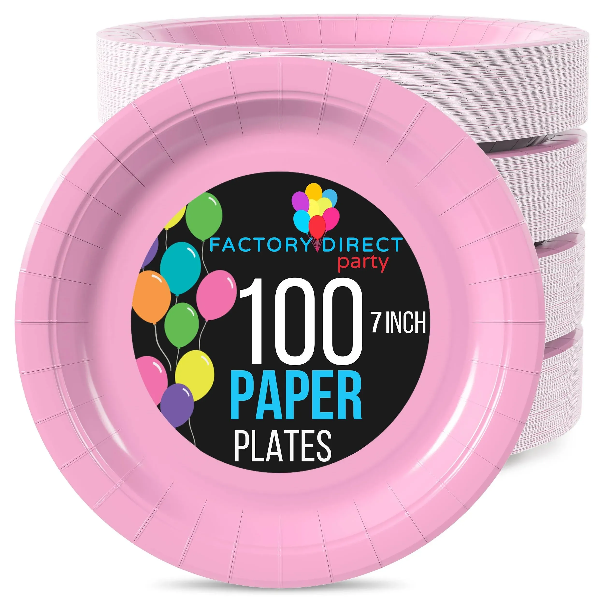 Exquisite Pink Paper Plates 7 Inch Heavy Duty Paper Plates 100 Pcs Pink Disposable Plates, Paper Plates Disposable Heavy Duty 350 GSM Disposable Plates For Party, Pink Plates For Party