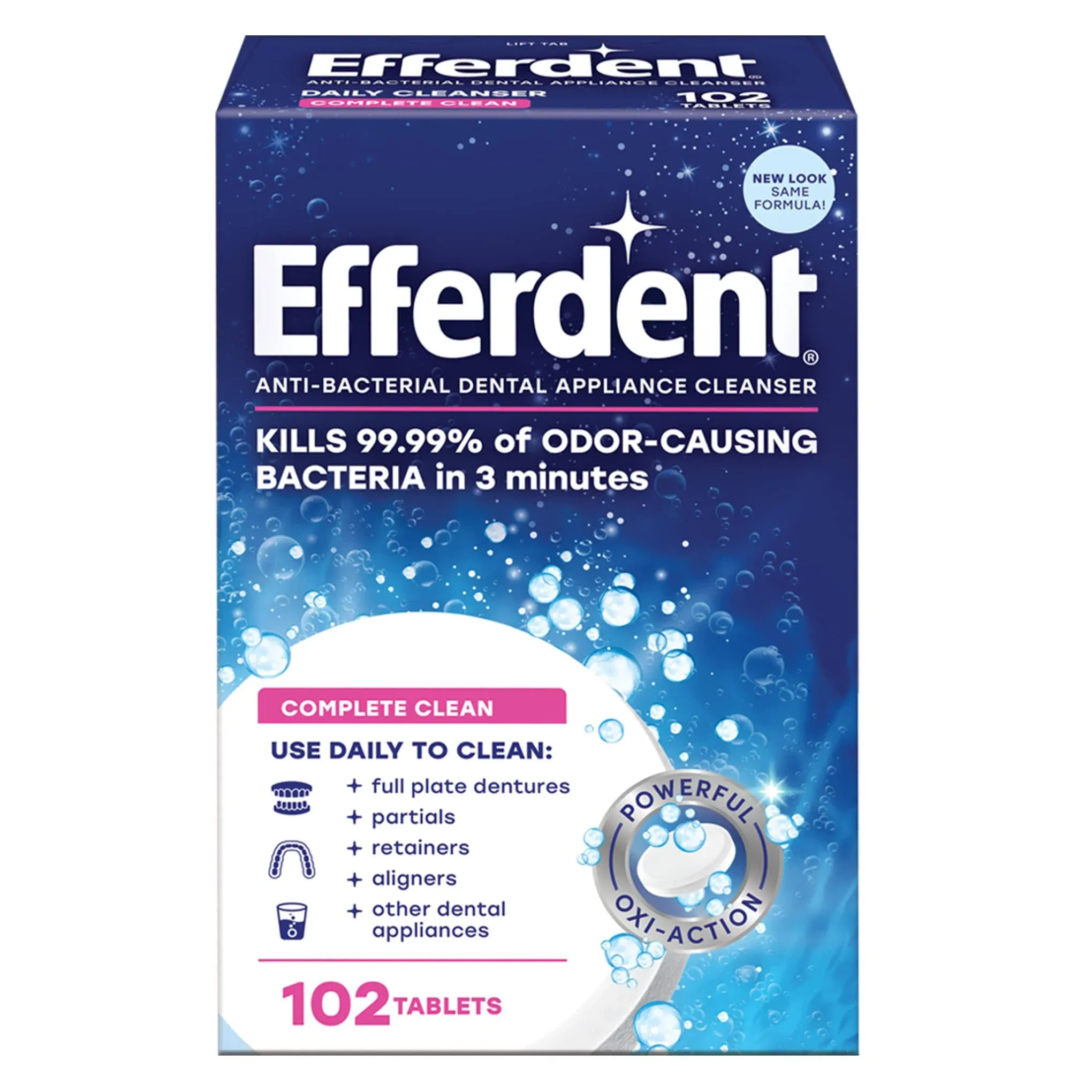 Efferdent Anti-Bacterial Denture Cleanser 102 Tablets