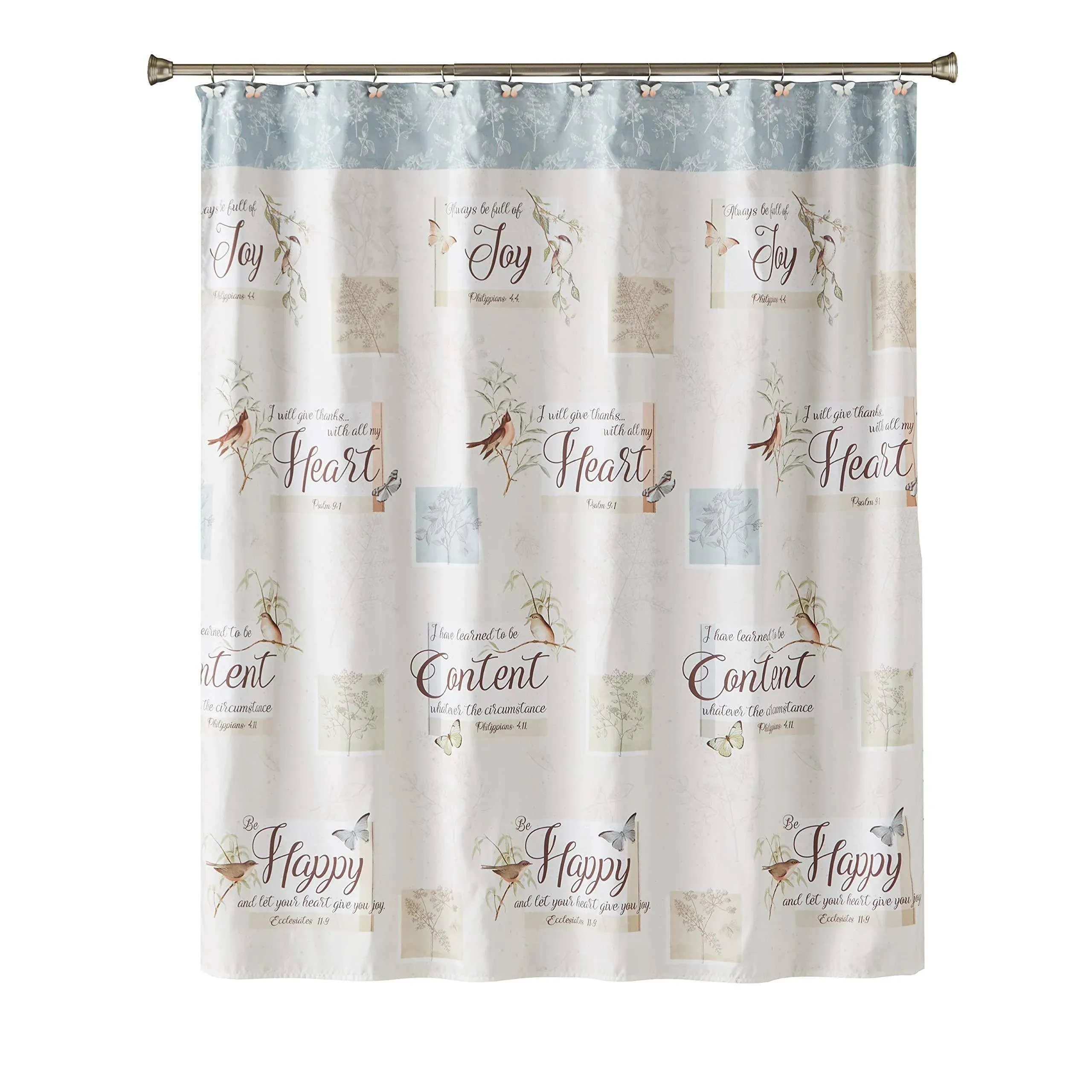 Faith, Hope, Love, Joy Fabric Shower Curtain, Modern, Biblical 70&#034;x72&#034; - NEW