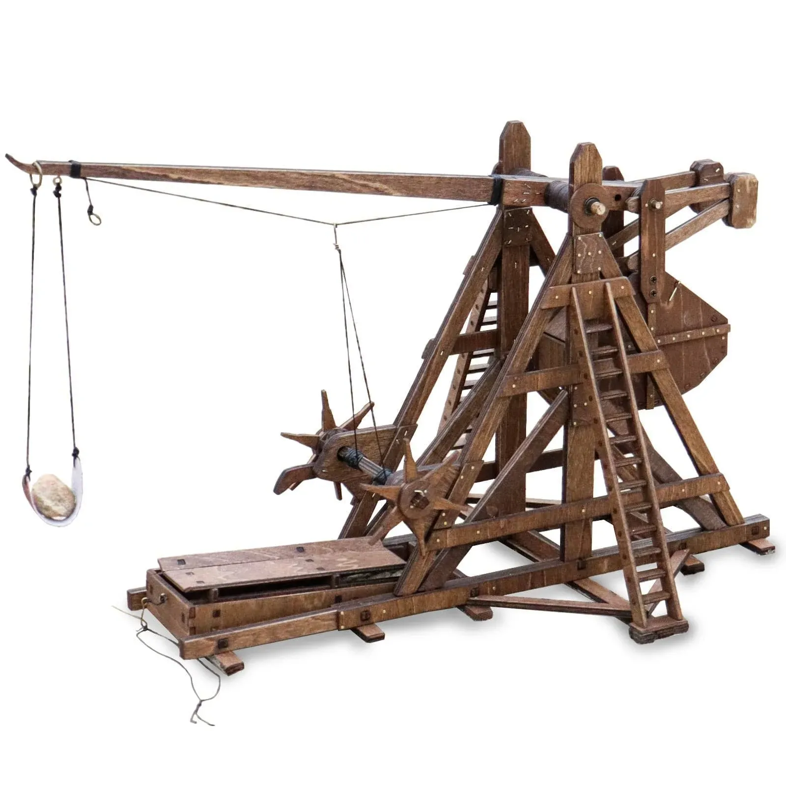 YAQUMW The Mini Counterweight Trebuchet Europe Medieval Siege Equipment Chariot Catapult Weapons DIY 3D Wooden Puzzles Model Kits for Adults Stem