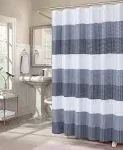 Dainty Home Waffle Weave Ombre Stripe Fabric Shower Curtain, 70 x 72 In Blue