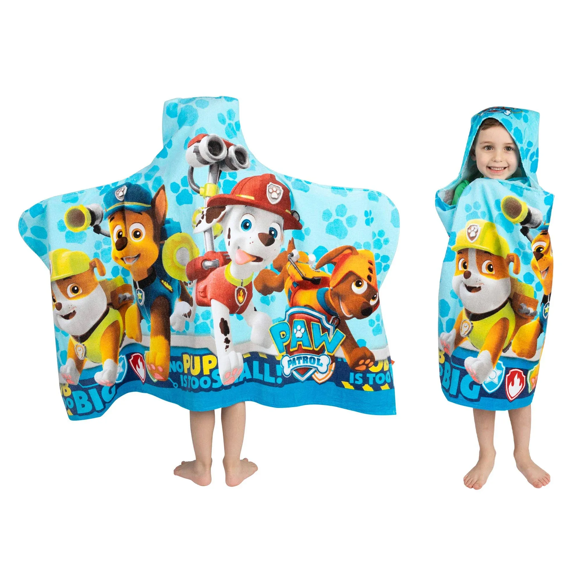 EUC PAW Patrol Kids Bath Hooded Towel Wrap, Blue