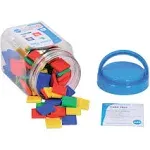 edxeducation Color Tiles - Mini Jar Set of 100 - Colorful, Plastic Squares - Sorting and Sequencing Activity - Math Manipulative for Kids