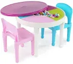 Tot Tutors Kids 2-in-1 Plastic Lego-Compatible Activity Table and 2 Chairs Set,