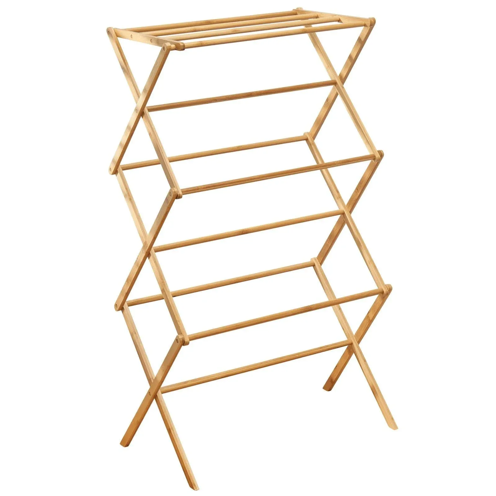 mDesign Bamboo Clothes Drying Rack - Collapsible, Foldable Wooden Laundry Drying Rack - Compact and Portable Indoor or Outdoor Air Dry Rack for Clothes and Delicates - Echo Collection - Natural