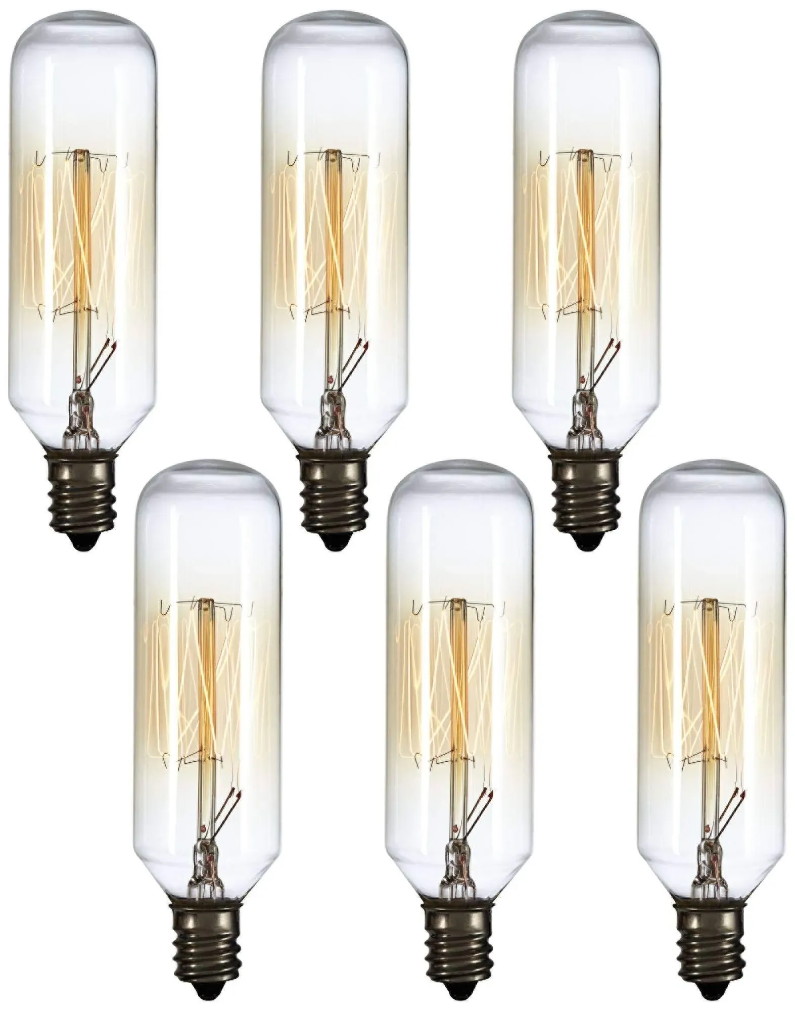 Tesler T8 Edison Style 40 Watt Tube Candelabra Base Bulb 6-Pack