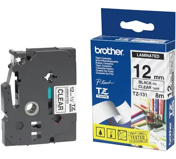 Brother Tz131 - Black on Clear - Roll (0.47 in x 26.2 ft) 1 pcs. Printer Tape ...