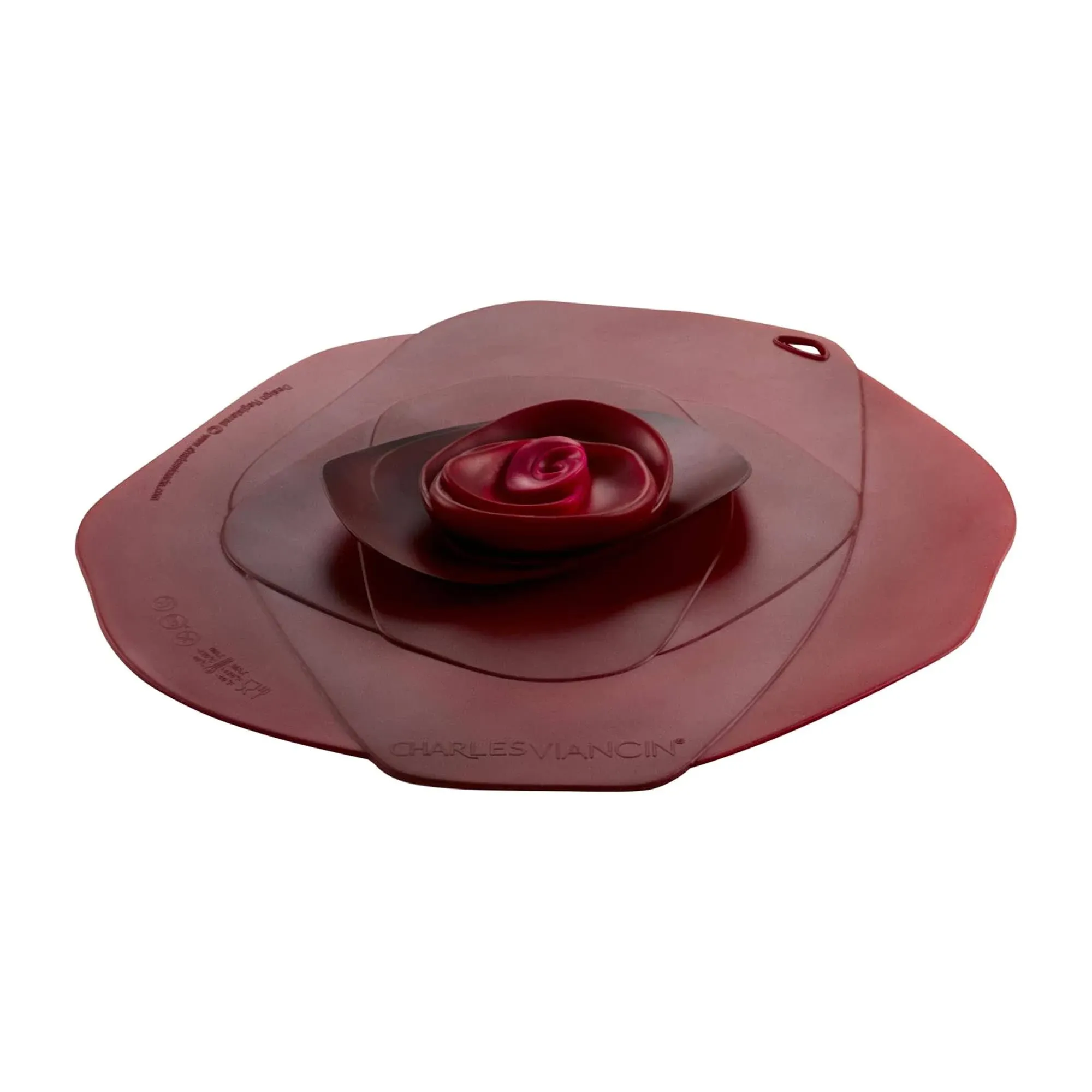 Charles Viancin - Rose Silicone Lid for Food Storage and Cooking - 9''/23cm - Airtight Seal on Any Smooth Rim Surface - BPA-Free - Oven, Microwave, Freezer, Stovetop and Dishwasher Safe - Dark Red