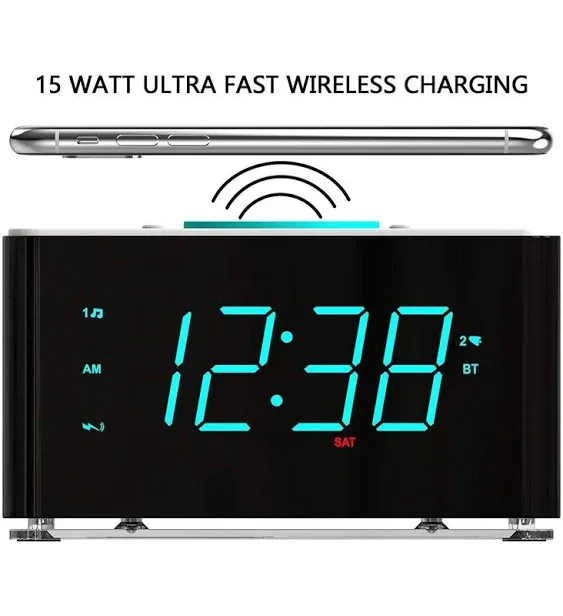 Emerson Radio ER100401 Smartset 15Watt Ultra Fast Wireless Charging Dual Alarm C