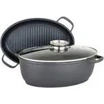 Viking 3-in-1 Die Cast Oval Roaster with Glass Basting Lid, 8.6-Quart OPEN BOX