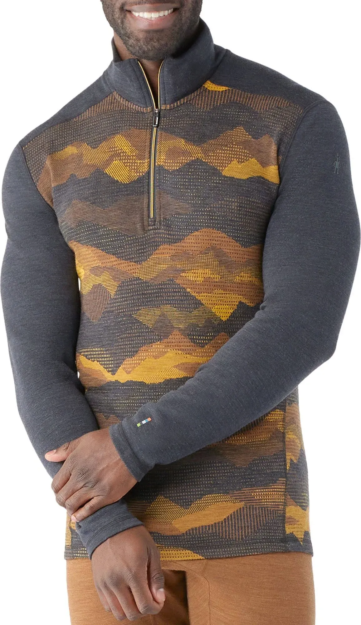 Smartwool Men's Classic Thermal Merino Base Layer 1/4 Zip - Large - Charcoal Mtn Scape