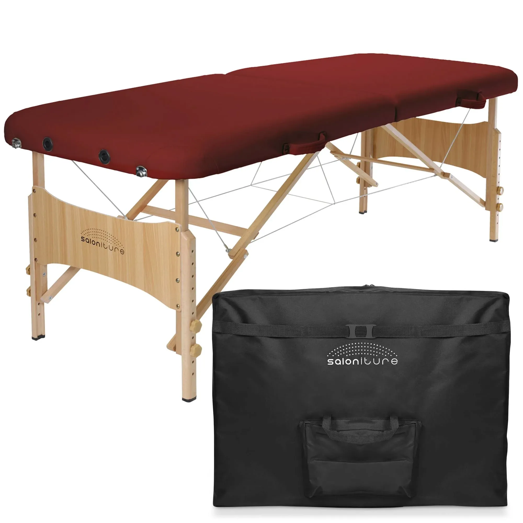 Folding Portable Massage Table - Burgundy