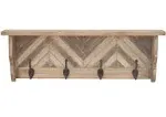 Black/Brown Wood & Metal Hooked Wall Shelf