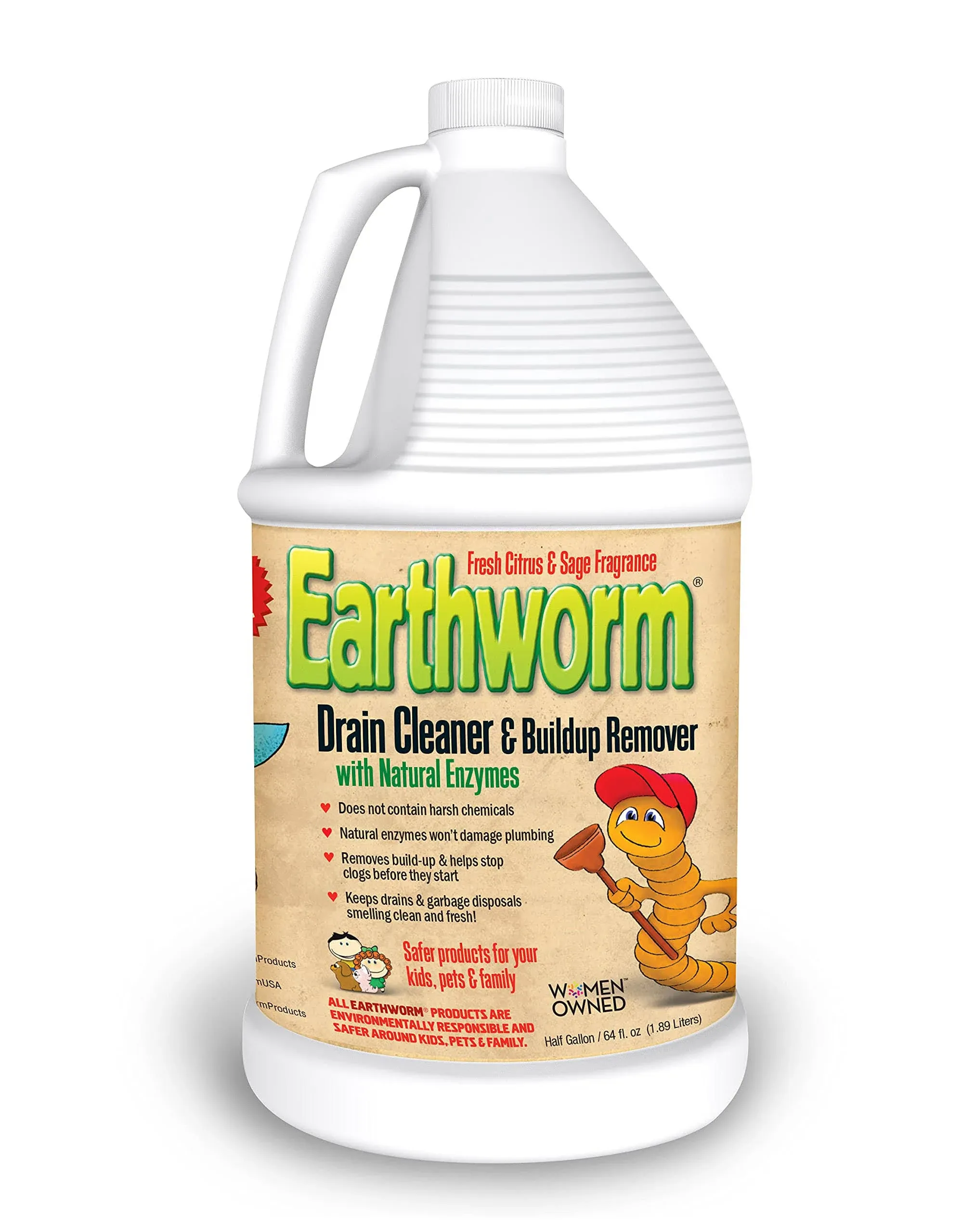 Earthworm Fragrance Free Drain Cleaner - Drain Opener - Natural Enzymes, Envi...