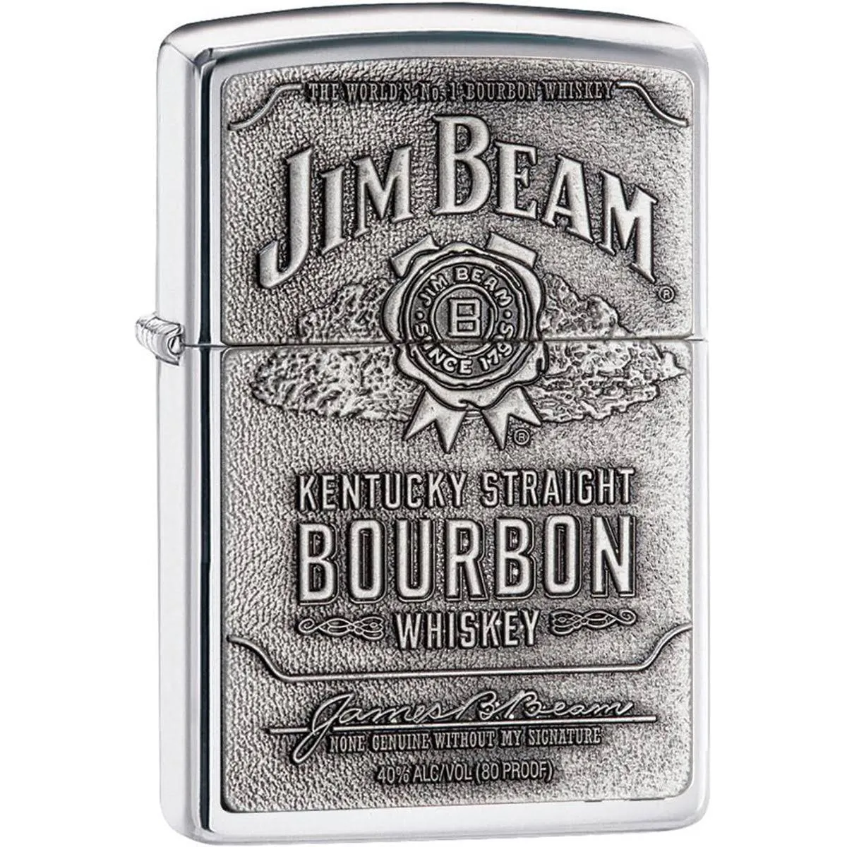 Zippo Jim Beam Pewter Emblem High Polish Chrome