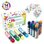 Shuttle Art Dot Markers, 14 Colors Bingo Daubers with 20 Unique Patterns of Dot Book for Toddler Art Activities, Non-Toxic Washable Coloring Markers for Preschool Kids Learning