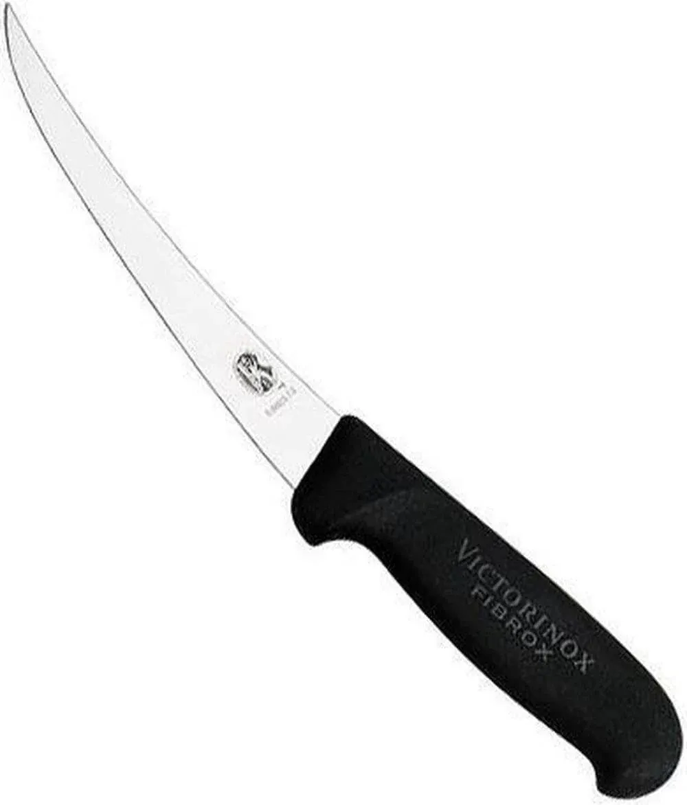 Victorinox 5" Boning Knife, Curved Blade, Flexible, Black Fibrox Handle 5.6613.12