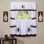 Achim Cabernet Embellished Window Curtain Cottage Set, 58" x 36", Burgundy