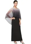 S.L.\u205fFashions Women&#x27;s Long Ombre Popover Cape Dress 18 Black And Silver