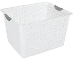 Sterilite 16288006 Deep Ultra Basket, White Basket w/ Titanium Inserts, 6-Pack