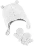  Baby Hat and Mitten Set 0-9 Months Ivory