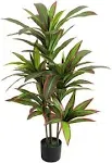 VIAGDO Dracaena Silk Plant Artificial 4ft Faux House Plants with Red Leaf Margin Fake Yucca Palm Trees in Pot Realistic Dragon Tree for Living Room Home Office Decor Indoor Outdoor