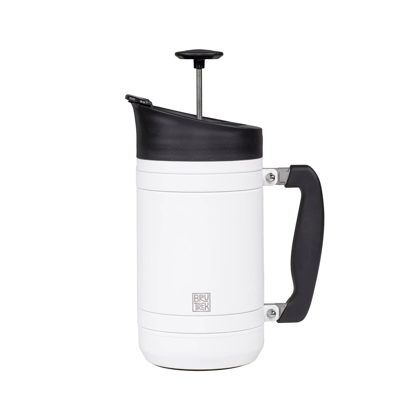 Basecamp Coffee Press - Double Wall Vacuum Insulated Stainless Steel - Bru-Stop Technology, No Grounds in Coffee, No Spill Lid (Snowflake White, 32 fl.oz)