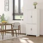 Homcom 64" 4 Door Kitchen Pantry Freestanding Storage Cabinet with 3 Adjustable Shelves for Kitchen Dining or Living Room White