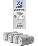 X3 Mop Replacement Microfiber Cleaning Pads, 4 Pack of Reusable Flat Mop Heads