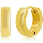 Blackjack Stainless Steel 13mm Polished Huggie Hoop Earrings - Gold Plated - Gold