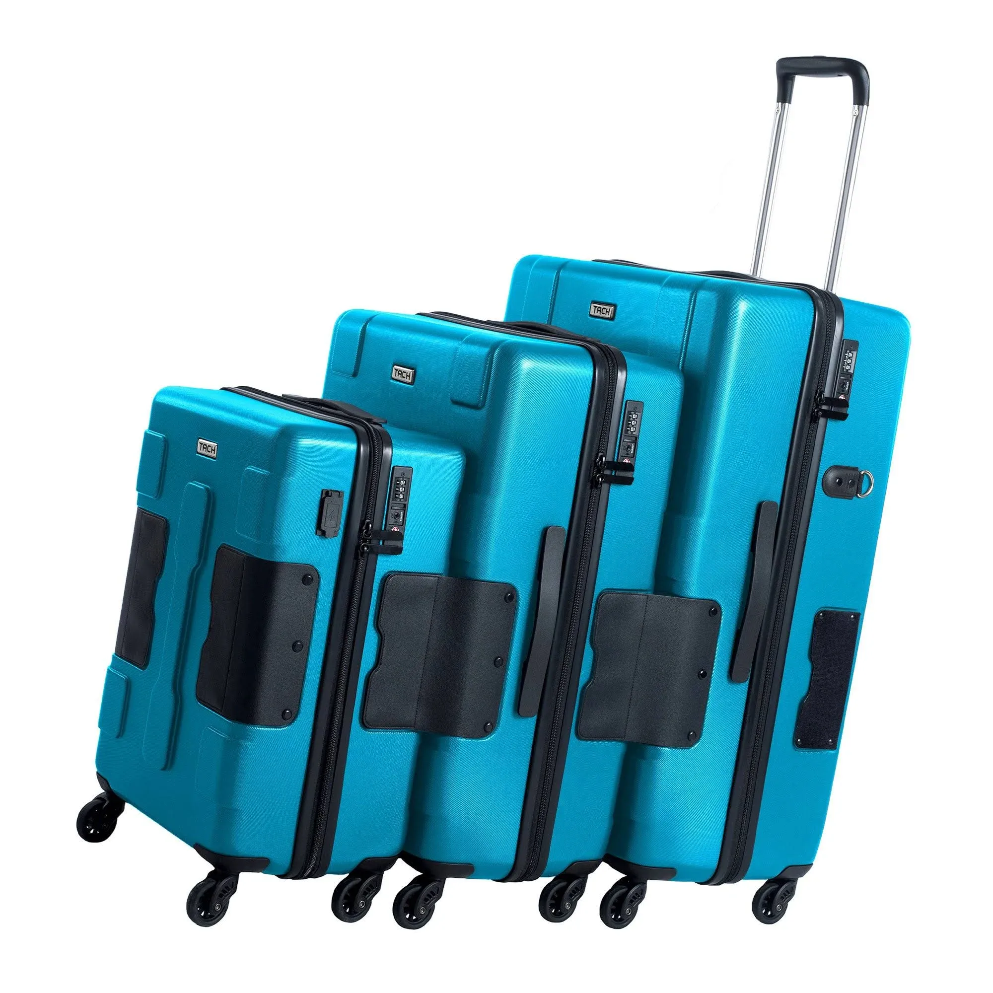 TACH V3 Hard Shell Rolling Suitcase Luggage Set w/ Wheels, Blue (Open Box)