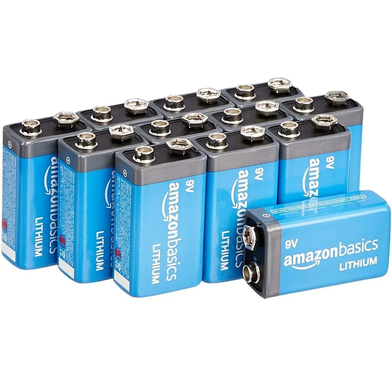 Amazon Basics 4-Pack 9 Volt Lithium High-Performance Batteries, 10-Year Shelf Life, Long Lasting Power