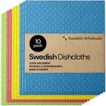 Swedish Wholesale Swedish DishCloths for Kitchen- 10 Pack Reusable Paper Towels Washable - Eco Friendly Cellulose Sponge Microfiber Dish Cloths - Kitchen Essentials - Assorted