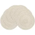 SHACOS Round Placemats Set of 6 Cotton Placemats Washable 15 inch Table Mats for Kitchen Tables (Ivory, 6)