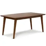 SIMPLIHOME Draper SOLID WOOD and Rubberwood 66 Inch Rectangle Mid Century Modern Dining Table in WALNUT WOOD, For the Dining Room