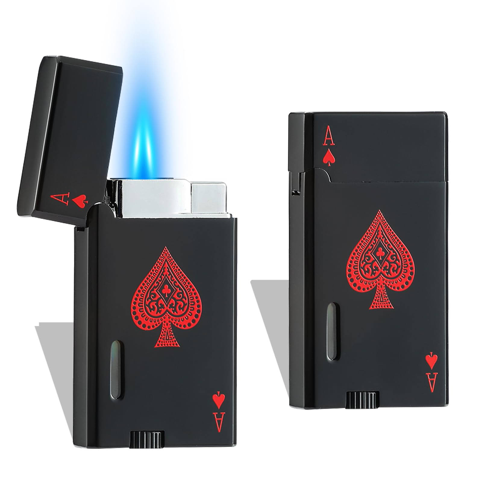 Ace Classic Butane Torch Lighter, Refillable Card Lighter with Double Jet Flame and Visible Window, Ideal Gift for Men and Women, 1-Year Warranty, Without Butane(Black+White)