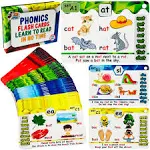 Phonics Flash Cards - Learn to Read in 20 Phonic Stages - Digraphs CVC Blends Long Vowel Sounds - Phonics Games for Kids Ages 4-8 Kindergarten First Second Grade Homeschool Educational