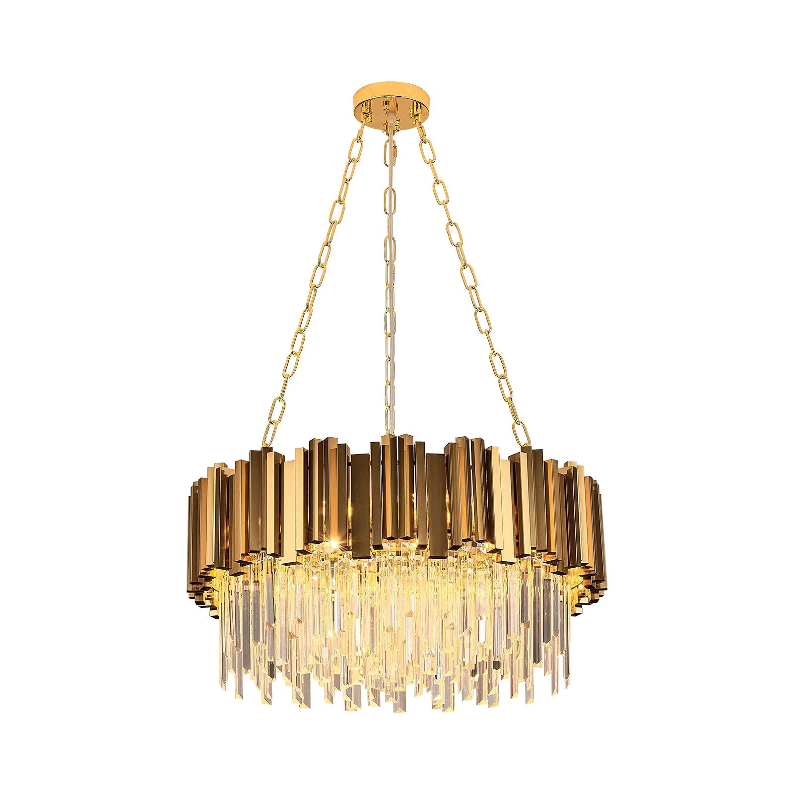 WABON Modern K9 Crystal Pendant Lighting Round Gold Crystal Chandelier Contem...