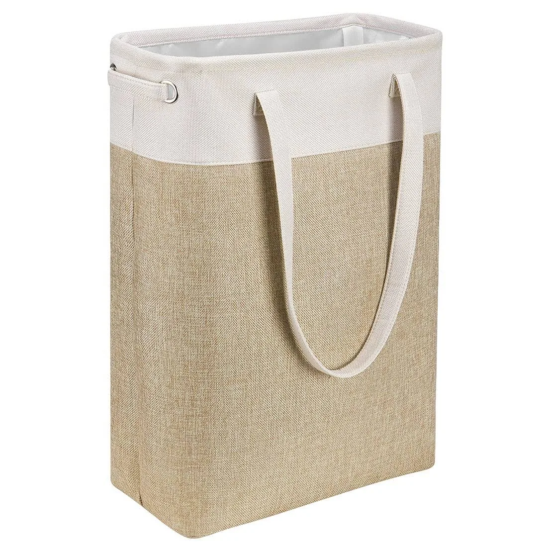 Laundry Basket With Handles Beige&amp;khakisli<wbr/>m Laundry Bin Collapsible Dirty Clothe