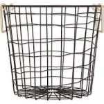 Metal Basket Black/Gold Handles Round Small 12x12x10