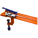 Hot Wheels Compatible Clamp with 2 Lane Starter Gate (Blue/Orange)