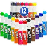 Playkidiz Washable Dot Markers for Toddlers, 12 Colors (40ml 1.35oz) Paint Marker Art Set, Water Based Non-Toxic Bingo Daubers for Kids