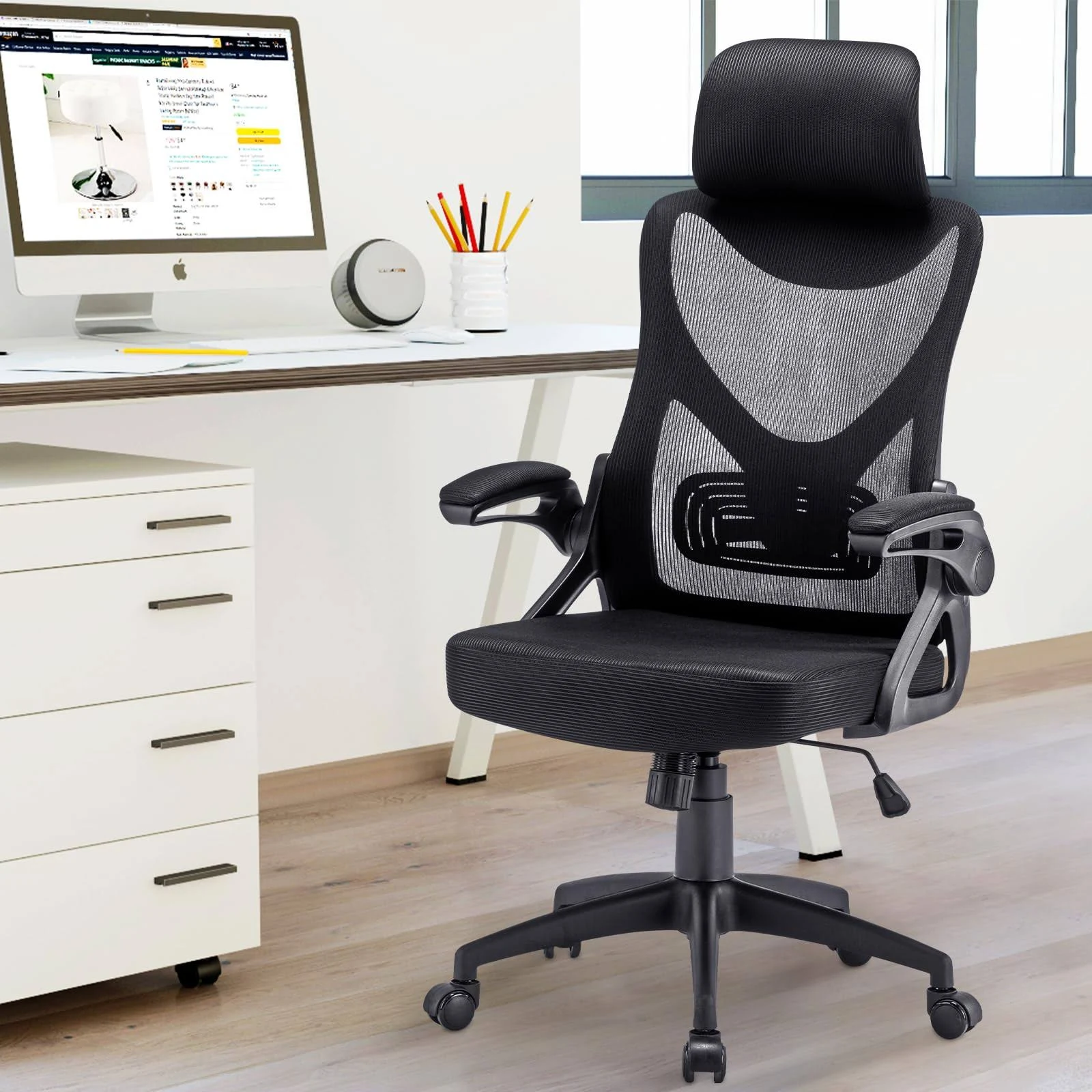 Furniliving Home Office Chair Ergonomic Mesh Desk Chair with Adjustable Headrest ...