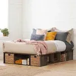 South Shore Storage Platform Bed with Wicker Baskets Fall Oak Avilla